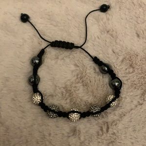 Shamballa style purple-gray & white bead bracelet